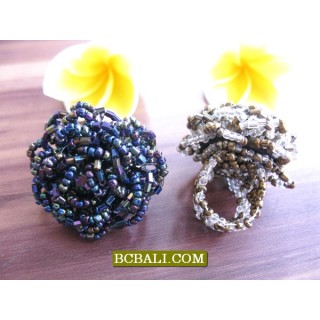 Beaded Finger Rings Flowers Designs